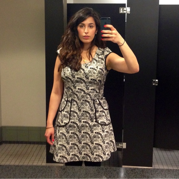 Black and white graphic Nooworks dress; local San Francisco designer; size M - Picture 5 of 5